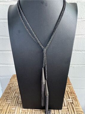 Kendra Scott Phara Gunmetal Lariat Tassel Necklaxe